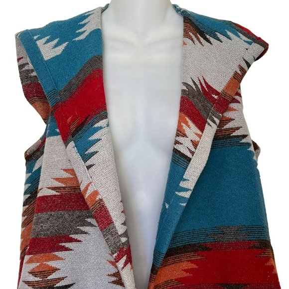 BB DAKOTA AZTEC SADDLE BLANKET PETUNIA HOODED TUNIC VEST SIZE MEDIUM - Picture 10 of 13